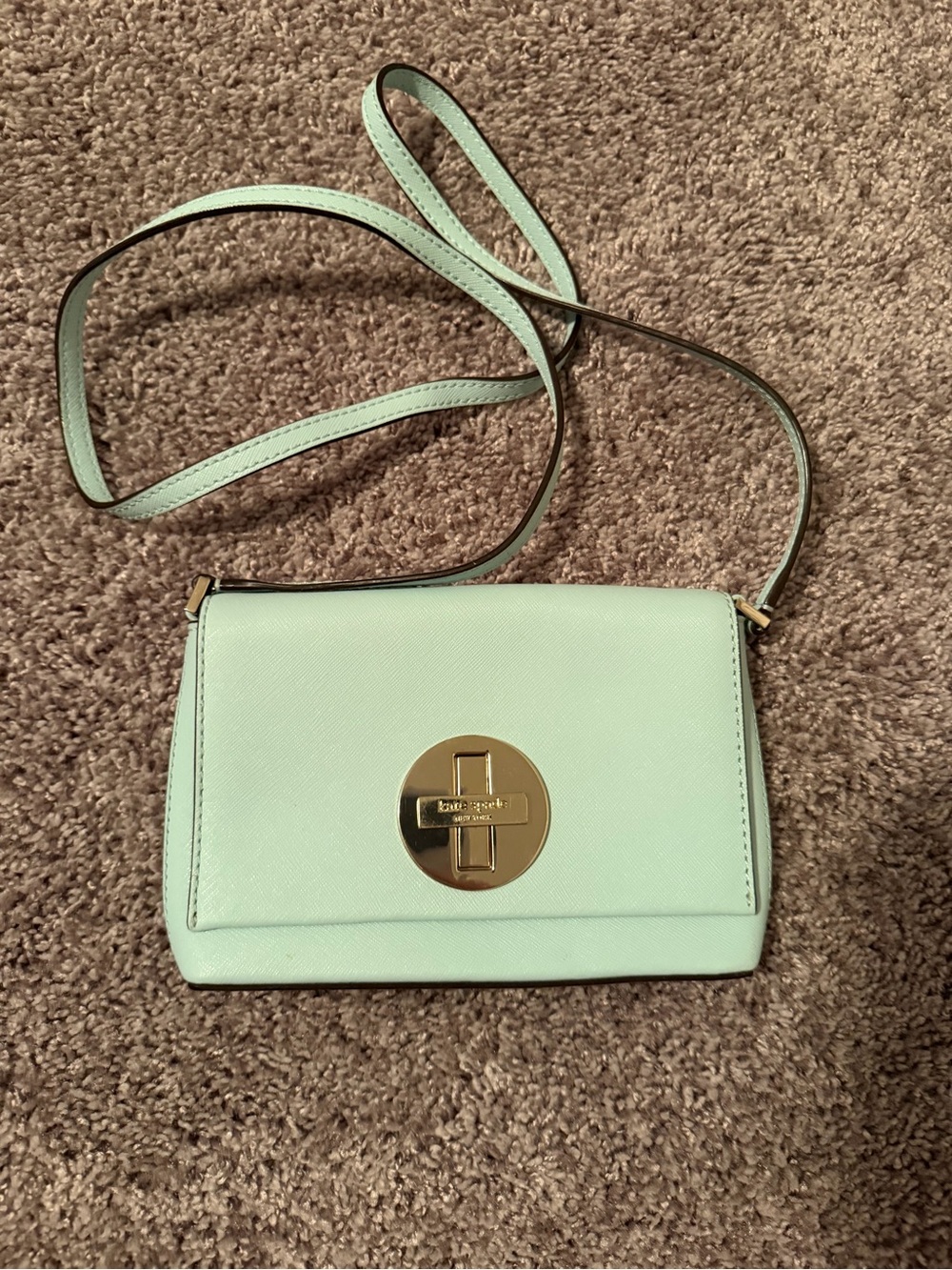 kate spade mint crossbody with gold turn-lock